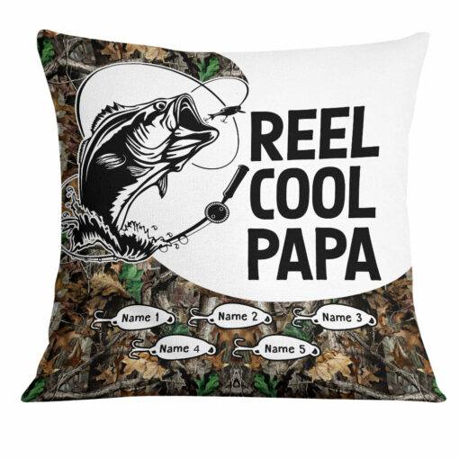 Personalized Fishing Reel Cool Grandpa Pillow