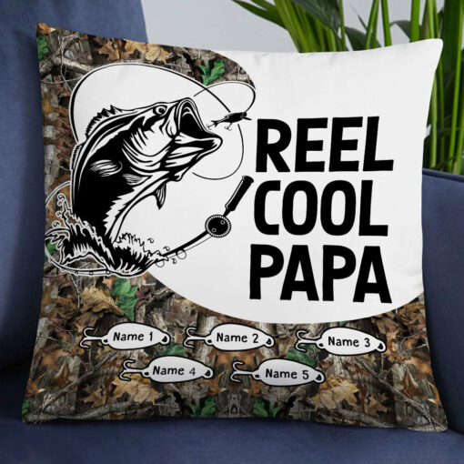 Personalized Fishing Reel Cool Grandpa Pillow