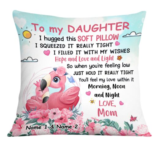 Personalized Flamingo Daughter Pillow