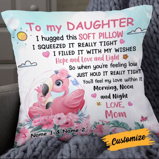 Personalized Flamingo Daughter Pillow