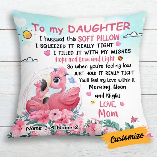 Personalized Flamingo Daughter Pillow