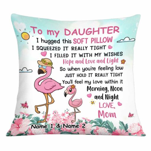 Personalized Flamingo Granddaughter Hug This Pillow