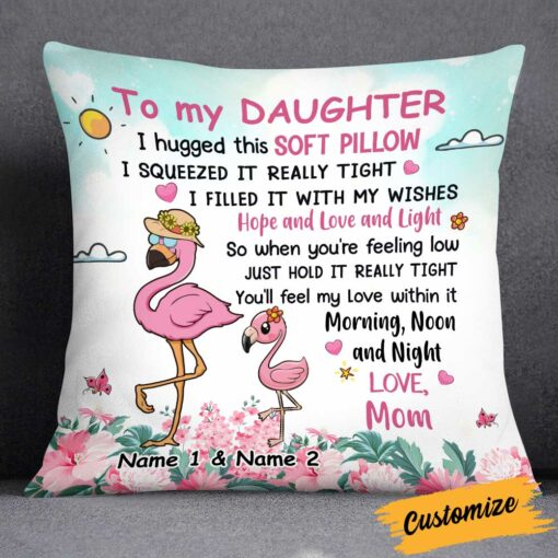 Personalized Flamingo Granddaughter Hug This Pillow