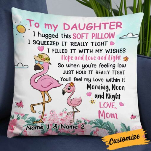 Personalized Flamingo Granddaughter Hug This Pillow