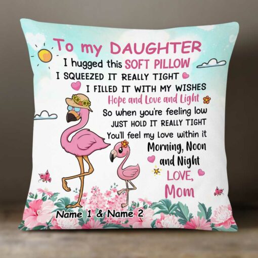 Personalized Flamingo Granddaughter Hug This Pillow