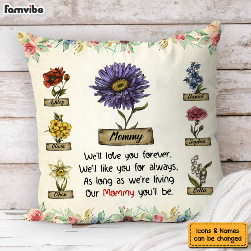 Personalized Flower Art My Mommy You’ll Be Pillow