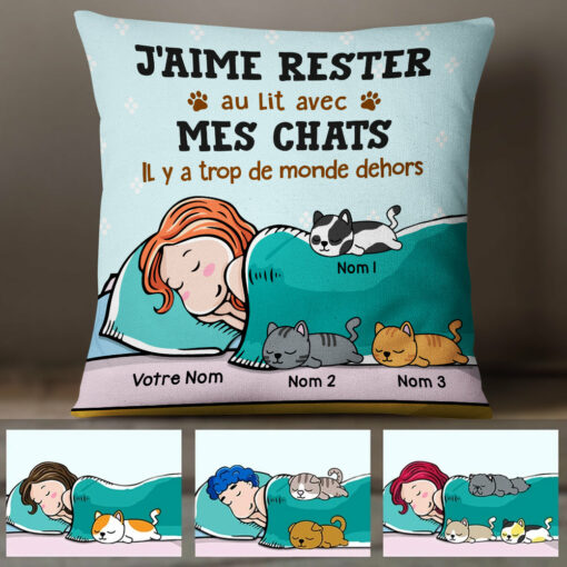 Personalized French Cat Mom Chat Pillow