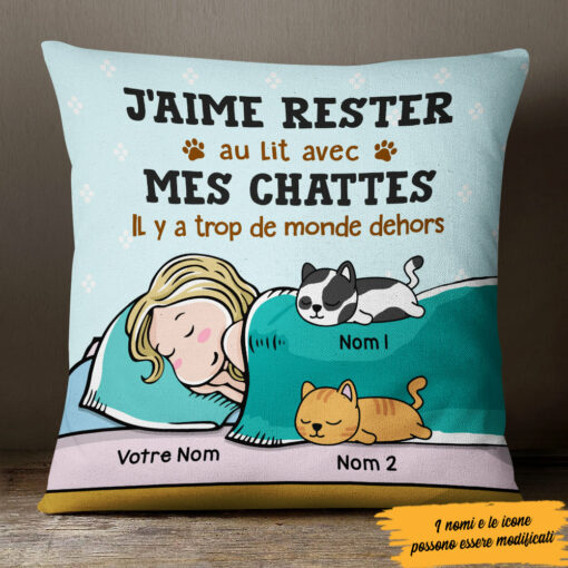 Personalized French Cat Mom Chat Pillow