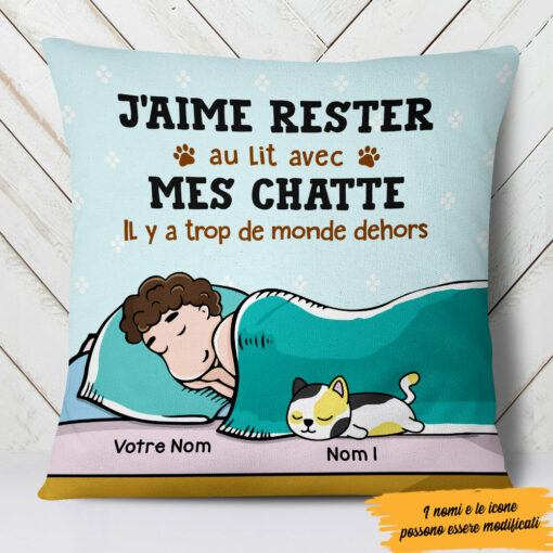 Personalized French Cat Mom Chat Pillow