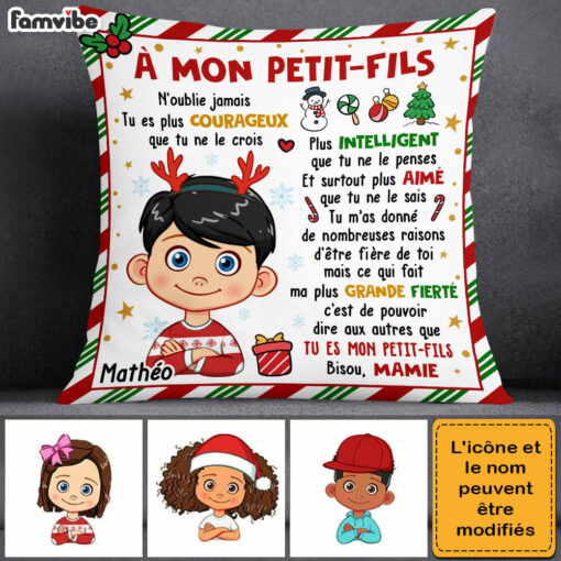 Personalized French Christmas Gift For Grandson A Mon Petit-fils Pillow