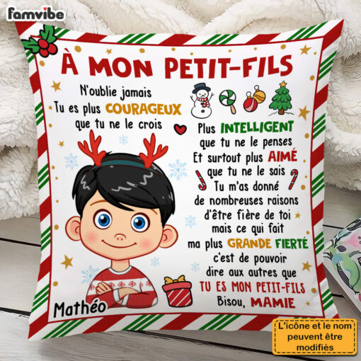 Personalized French Christmas Gift For Grandson A Mon Petit-fils Pillow