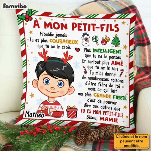 Personalized French Christmas Gift For Grandson A Mon Petit-fils Pillow