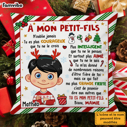 Personalized French Christmas Gift For Grandson A Mon Petit-fils Pillow