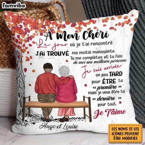 Personalized French Couple Gift A Mon Cheri (Ma Cherie) Pillow