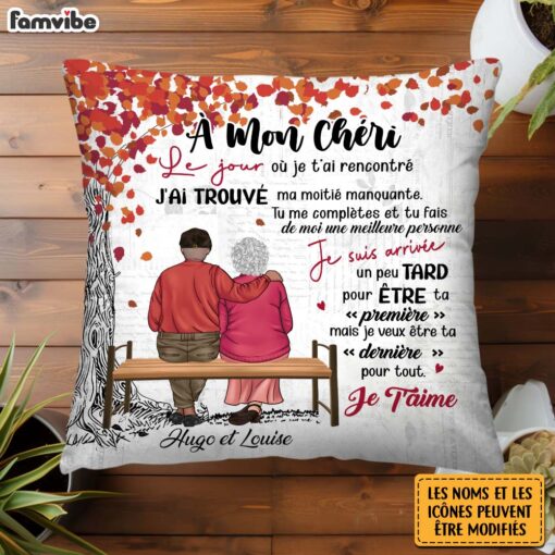 Personalized French Couple Gift A Mon Cheri (Ma Cherie) Pillow