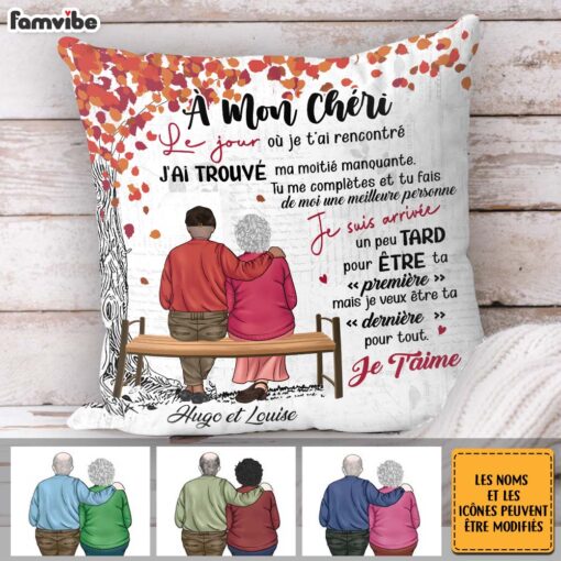 Personalized French Couple Gift A Mon Cheri (Ma Cherie) Pillow