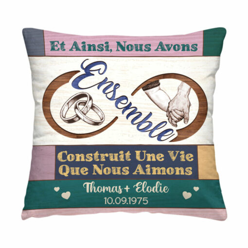 Personalized French Couple Gift Construit Une Vie Que Nous Aimons Pillow