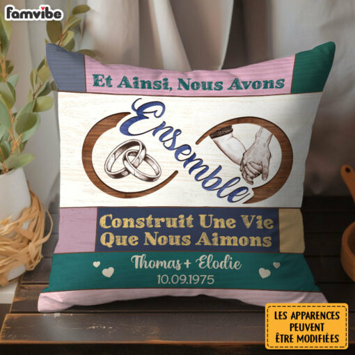 Personalized French Couple Gift Construit Une Vie Que Nous Aimons Pillow