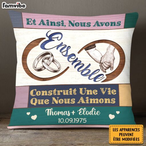 Personalized French Couple Gift Construit Une Vie Que Nous Aimons Pillow