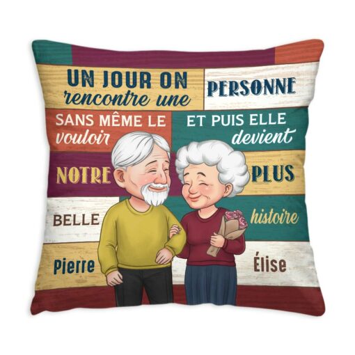 Personalized French Couple Gift Notre Plus Belle Histoire Pillow