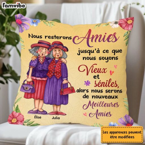 Personalized French Friend Nous Resterons Amies Jusqu’a Ce Que Pillow