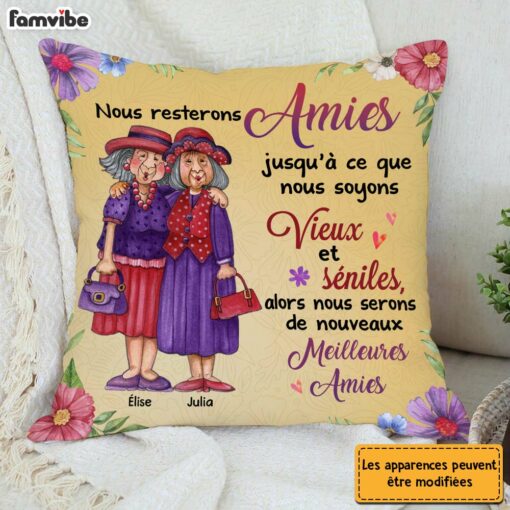 Personalized French Friend Nous Resterons Amies Jusqu’a Ce Que Pillow