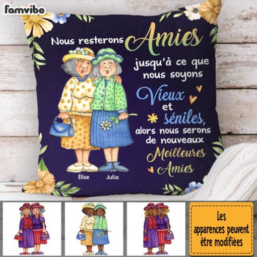 Personalized French Friend Nous Resterons Amies Jusqu’a Ce Que Pillow