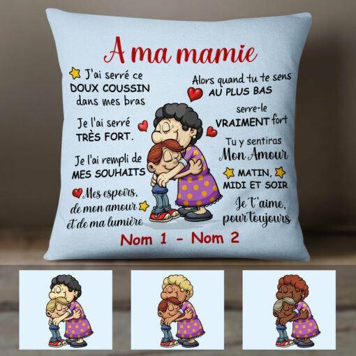 Personalized French Grandma Mamie Petit-fils Pillow