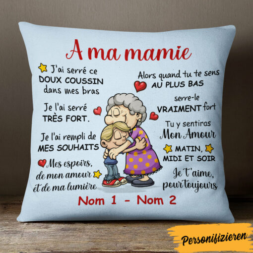 Personalized French Grandma Mamie Petit-fils Pillow