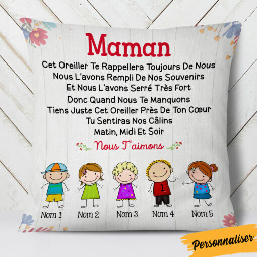 Personalized French Maman Mom Pillow