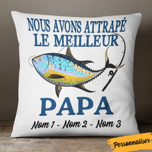 Personalized French Papa Fishing Dad Pillow