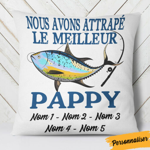 Personalized French Papa Fishing Dad Pillow