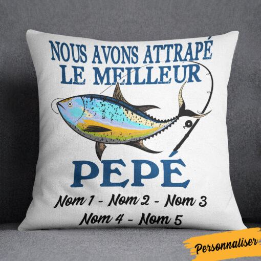 Personalized French Papa Fishing Dad Pillow