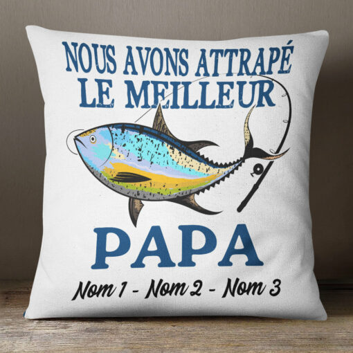 Personalized French Papa Fishing Dad Pillow