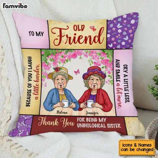 Personalized Friend Gift Thank You For Being My Unbiological Sister Pillow