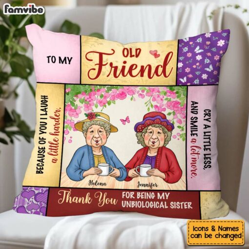 Personalized Friend Gift Thank You For Being My Unbiological Sister Pillow