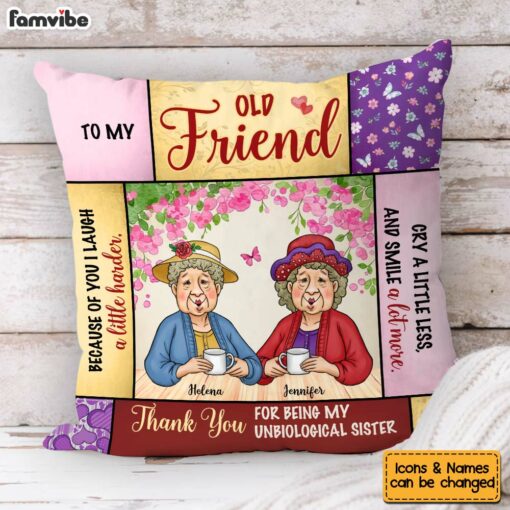 Personalized Friend Gift Thank You For Being My Unbiological Sister Pillow