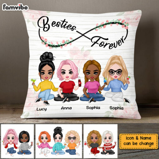 Personalized Friends Forever Flower Infinity Pillow