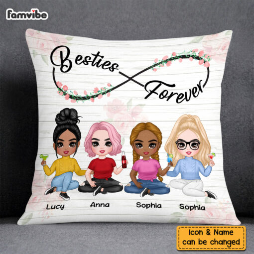 Personalized Friends Forever Flower Infinity Pillow