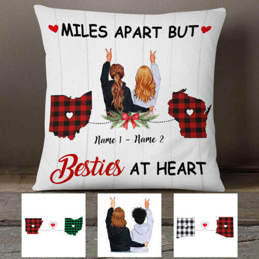 Personalized Friends Long Distance Bestie At Heart Pillow