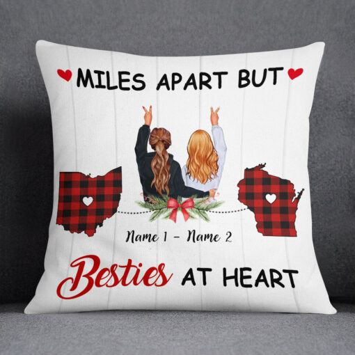 Personalized Friends Long Distance Bestie At Heart Pillow