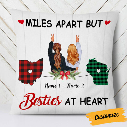 Personalized Friends Long Distance Bestie At Heart Pillow