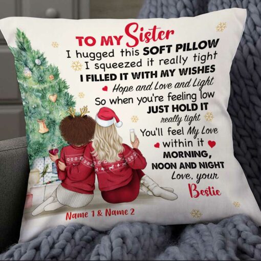 Personalized Friends Sisters Christmas I Hugged This Pillow