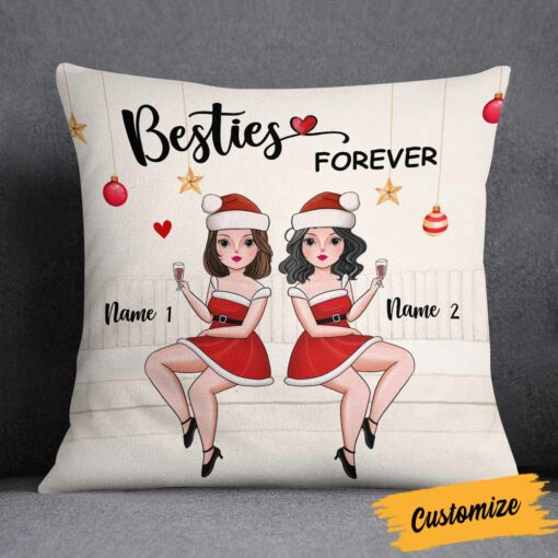 Personalized Friends Sisters Christmas Pillow