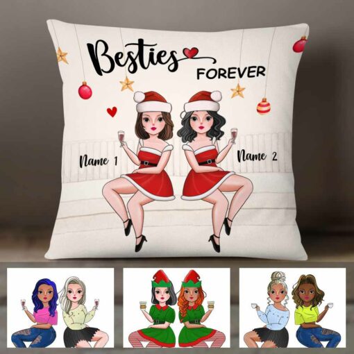 Personalized Friends Sisters Christmas Pillow