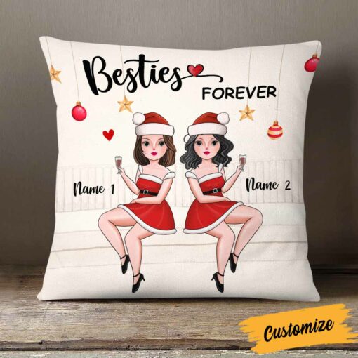 Personalized Friends Sisters Christmas Pillow