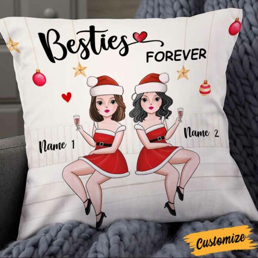 Personalized Friends Sisters Christmas Pillow