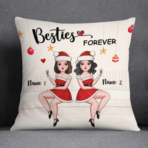 Personalized Friends Sisters Christmas Pillow