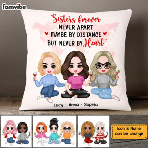 Personalized Friends Sisters Forever Long Distance Pillow