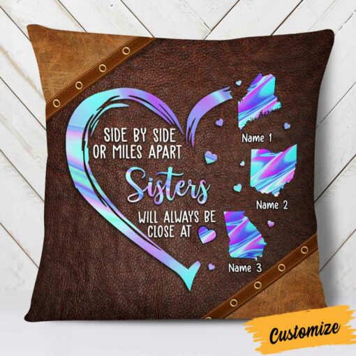 Personalized Friends Sisters Long Distance Pillow